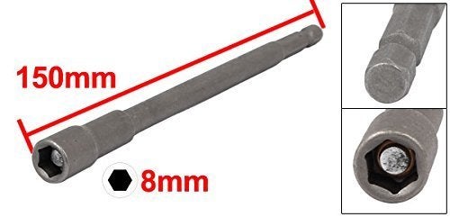 XMHF 150mm Long 8mm Hex Socket Magnetic Nut Driver Set Adapter Drill Bit Gray 2pcs - Image 2