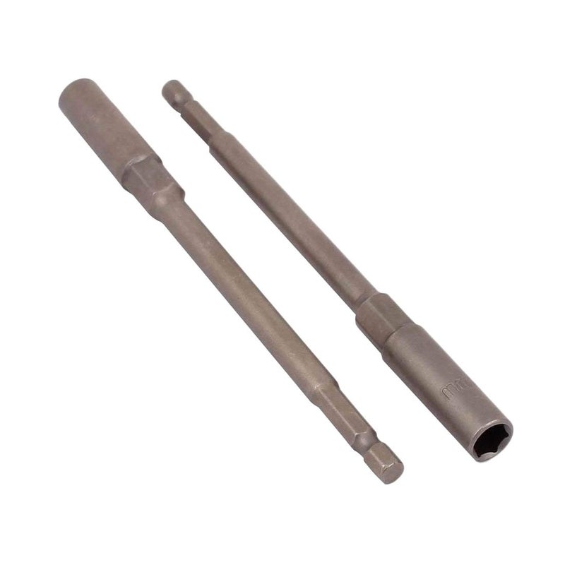 XMHF 150mm Long 8mm Hex Socket Magnetic Nut Driver Set Adapter Drill Bit Gray 2pcs - Image 1