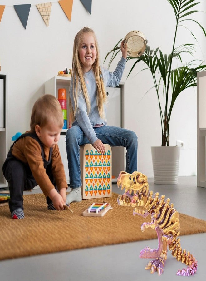 FunisFun 3D Printed Dragon with Articulated Bones for Adult, 3D Printed Dinosaur Fidget Toys Decor for Stress Relief (Red-Gold-Purple, 1P) - Image 4