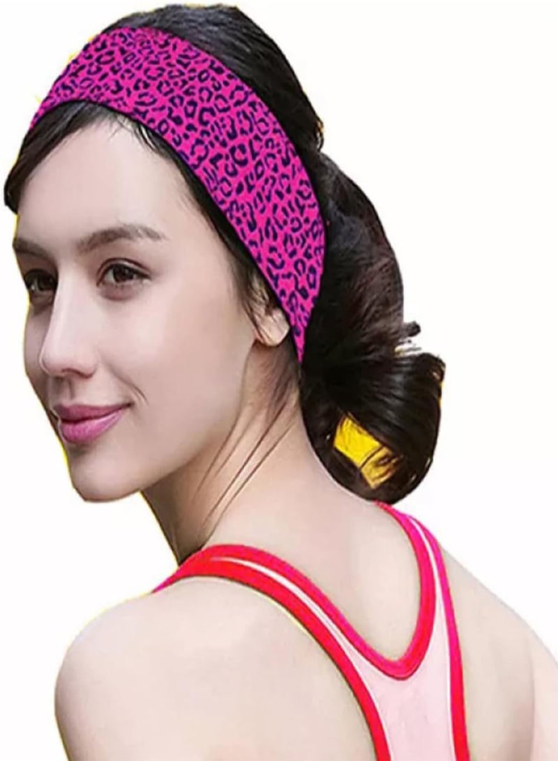 GGOOT Nice Sports Hair Bands Cheetah Leopard Printing Cotton Stretch Headbands Bandage on Head Gum Turban Bandanas Autumn Winter D, Sports Yoga Headband  - Image 2