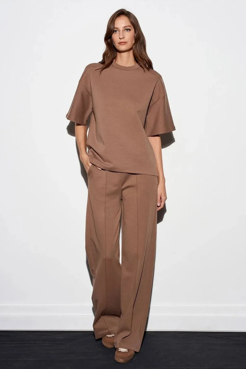 DILVIN Wide-leg Knit Trousers