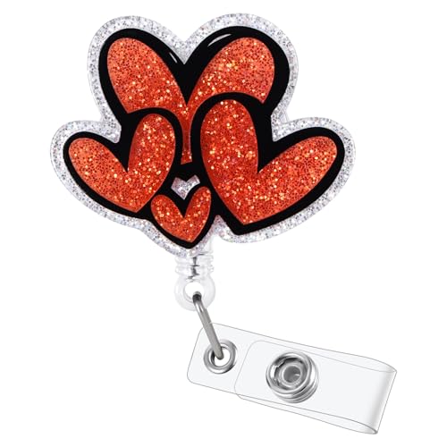 BEZTN Cute Heart Badge Reel, Retractable ID Card Badge Holder, Name Tag Work Badge Clip for NICU RN LPN CNA MA ER Night Shift Nurse Nursing Student Doctor Teacher, Nurse Gifts - Image 1