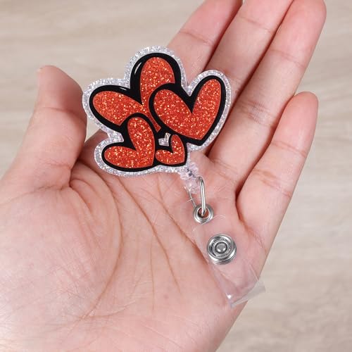 BEZTN Cute Heart Badge Reel, Retractable ID Card Badge Holder, Name Tag Work Badge Clip for NICU RN LPN CNA MA ER Night Shift Nurse Nursing Student Doctor Teacher, Nurse Gifts - Image 3