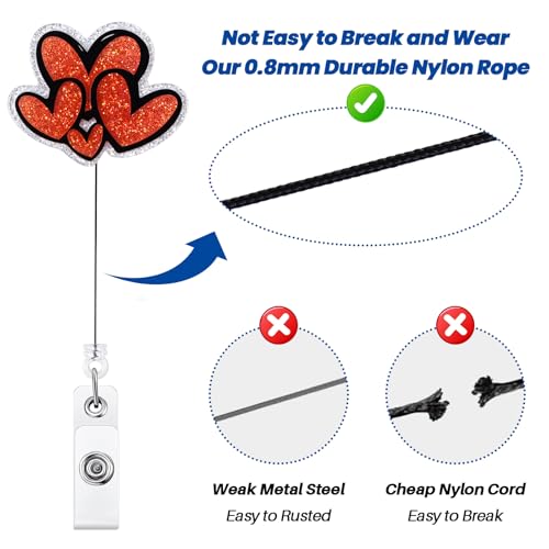 BEZTN Cute Heart Badge Reel, Retractable ID Card Badge Holder, Name Tag Work Badge Clip for NICU RN LPN CNA MA ER Night Shift Nurse Nursing Student Doctor Teacher, Nurse Gifts - Image 5