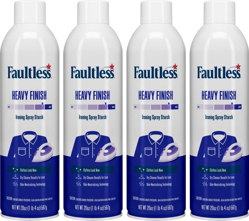 Faultless Laundry Starch Spray, Faultless Heavy Spray Starch 20 oz Cans for a Smooth Iron Glide on Clothes & Fabric Even Spray, Easy Iron Glide, No Reside (Pack of 4) - Image 1