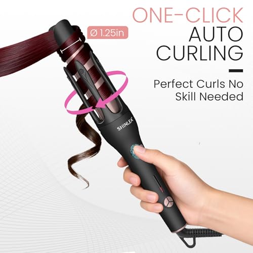 SHINLEA Automatic Hair Curler Automatic Rotating Curling Iron 1 14 Inch for Long Hair 2 in 1 Hair Straightener and Curler Ionic Curling Wand with 3 Temperatures Dual Voltage AntiScald Auto ShutOff - Image 3
