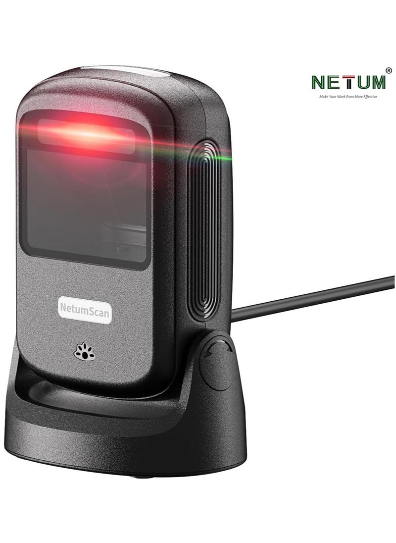 NETUM Automatic Barcode Scanner USB Wired - Hands-Free Desktop 1D/2D/QR Barcode Reader with 1M CMOS Sensor, Omnidirectional Scanning for Retail Store, Warehouse, Supermarket, Library, POS System  - Image 1