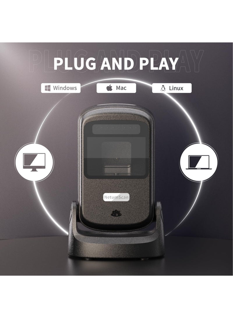 NETUM Automatic Barcode Scanner USB Wired - Hands-Free Desktop 1D/2D/QR Barcode Reader with 1M CMOS Sensor, Omnidirectional Scanning for Retail Store, Warehouse, Supermarket, Library, POS System  - Image 3