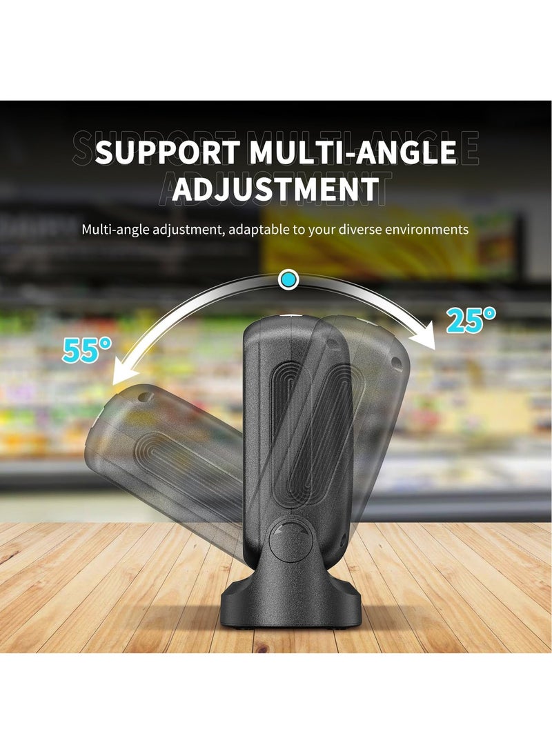 Automatic Barcode Scanner USB Wired - Hands-Free Desktop 1D/2D/QR Barcode Reader with 1M CMOS Sensor, Omnidirectional Scanning for Retail Store, Warehouse, Supermarket, Library, POS System