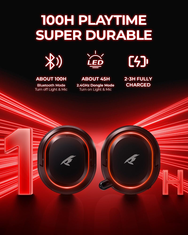 Valorise Wireless Gaming Headset, 7.1 Surround Sound, 2.4Ghz USB Gaming Headphones Bluetooth 5.4, 100-Hr Noise Canceling Mic RGB Light, Wireless Headset for PC PS5 PS4 Mac Switch, ONLY Wired Mode Suit for Xbox - Image 3