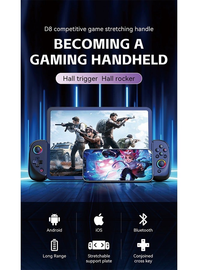 D8 Wireless Bluetooth Game Controller - Stretchable Handle, Dual Hall Sensors, Vibration, and RGB Lighting - Image 2