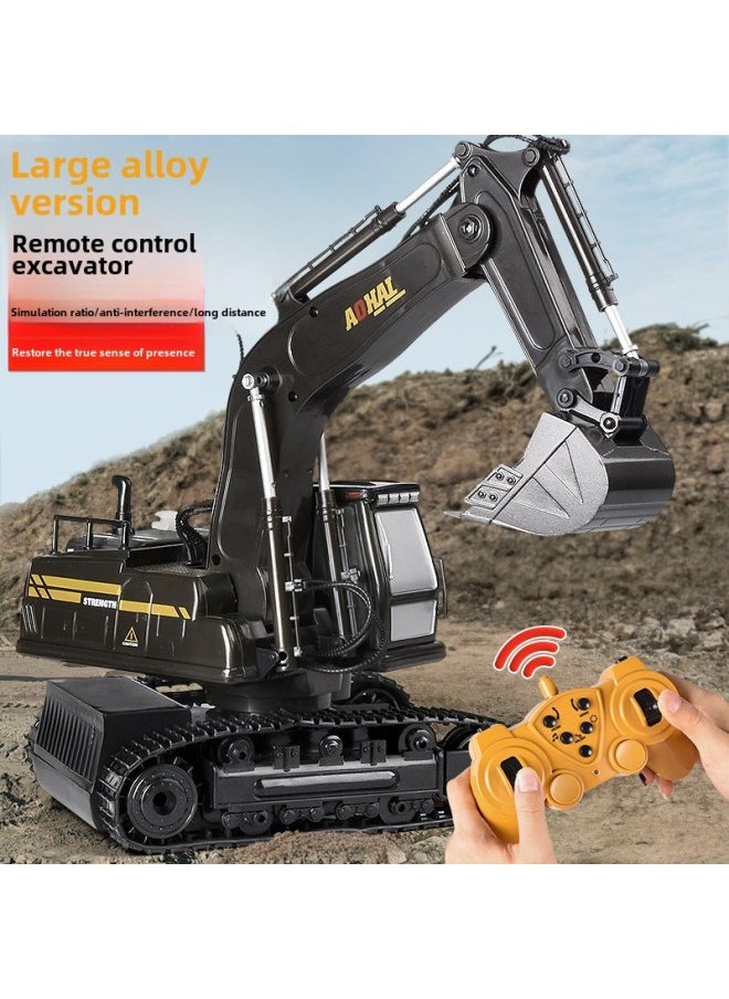 Generic - [Tao Doodle] Large Alloy Remote Control Excavator Toy Car Little Boy Electric Excavator Car Engineering Vehicle-Colour:5-channel - Excavator - Plastic Version Of Classic Yellow.-Proportion:[play Version] 3 Sets Of Lithium Batteries - Image 1