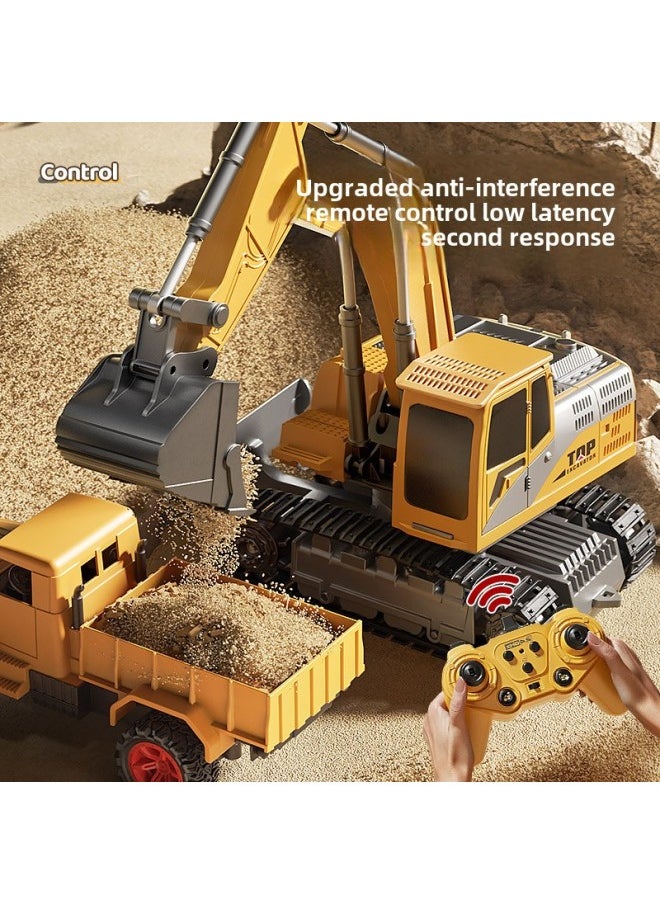 Generic - [Tao Doodle] Large Alloy Remote Control Excavator Toy Car Little Boy Electric Excavator Car Engineering Vehicle-Colour:5-channel - Excavator - Plastic Version Of Classic Yellow.-Proportion:[play Version] 3 Sets Of Lithium Batteries - Image 1