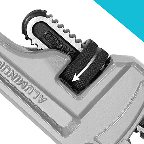 DURATECH 14-inch Heavy Duty Aluminum Straight Pipe Wrench, Adjustable Plumbing Wrench, Drop Forged, Exceed GGG standard - Image 5