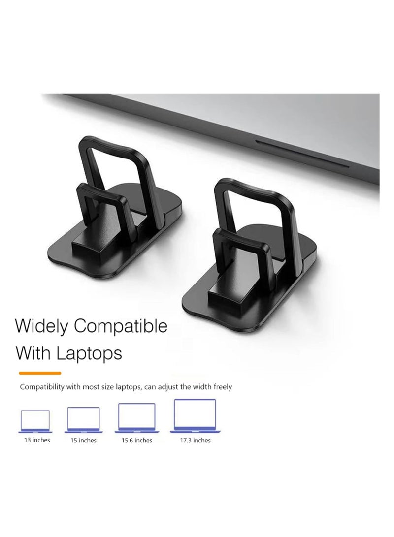 2PCS Zinc Alloy Mini Foldable Laptop Stand, Portable Computer Keyboard Riser with 2 Adjustable Angles, Self-Adhesive Invisible Notebook Stand and Keyboard Lift for Desk (Black)  - Image 2