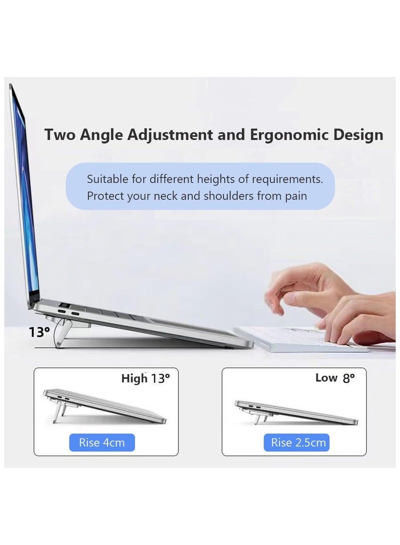 2PCS Zinc Alloy Mini Foldable Laptop Stand, Portable Computer Keyboard Riser with 2 Adjustable Angles, Self-Adhesive Invisible Notebook Stand and Keyboard Lift for Desk (Black)  - Image 4