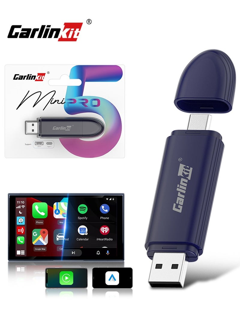 Carlinkit - 2025 CarlinKit MINI5C PRO Wireless CarPlay&Android Auto Wireless Adapter 2-in-1 Stable&Fast-Connect USB Dongle Car Tools A/C port switch - Image 1