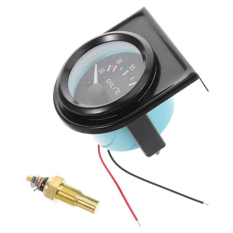 12V Analog Pointer Oil Temperature Gauge 50 150 Degree Celsius Round Temperature Indicator For Car Dashboard Automotive Electric Instrument Black Face White Letter - Image 2