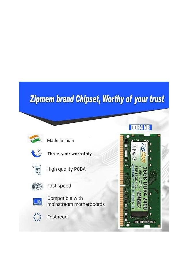 Generic 16GB DDR4 2400MHz Laptop/Notebook RAM (Memory) CL-17 |1Rx8 Single Rank| SO-DIMM | PC4-19200,|Computer RAM Memory Module Upgrade  - Image 2