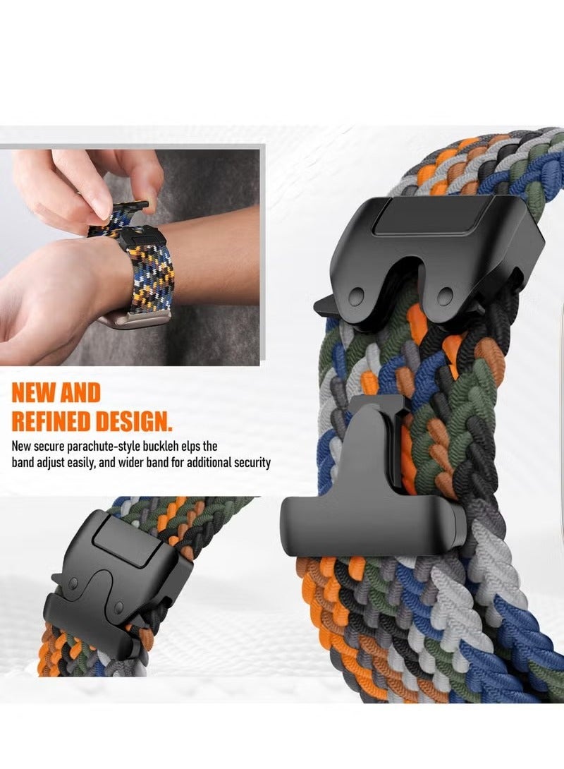 Compatible for Apple Watch Band 49mm 46mm 45mm 44mm 42mm Elastic Nylon Braided Secure & Comfortable Stretchy Strap for Women Men,Parachute Buckle Bands for iWatch Ultra 2/1 Series 10 9 8 7 6 5 4 3 SE Blue - Image 3