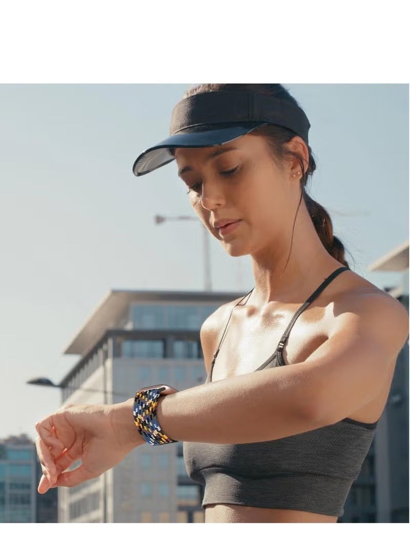 Compatible for Apple Watch Band 49mm 46mm 45mm 44mm 42mm Elastic Nylon Braided Secure & Comfortable Stretchy Strap for Women Men,Parachute Buckle Bands for iWatch Ultra 2/1 Series 10 9 8 7 6 5 4 3 SE Blue - Image 5