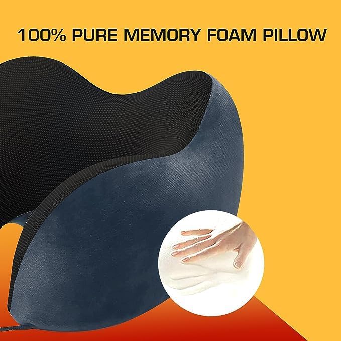 ATEVONMemory Foam Neck Pillow Soft Lightweight Neck Rest for Travel Flight Car Comfort Essential Pillow for Pain Relief and Better Sleep - Image 4