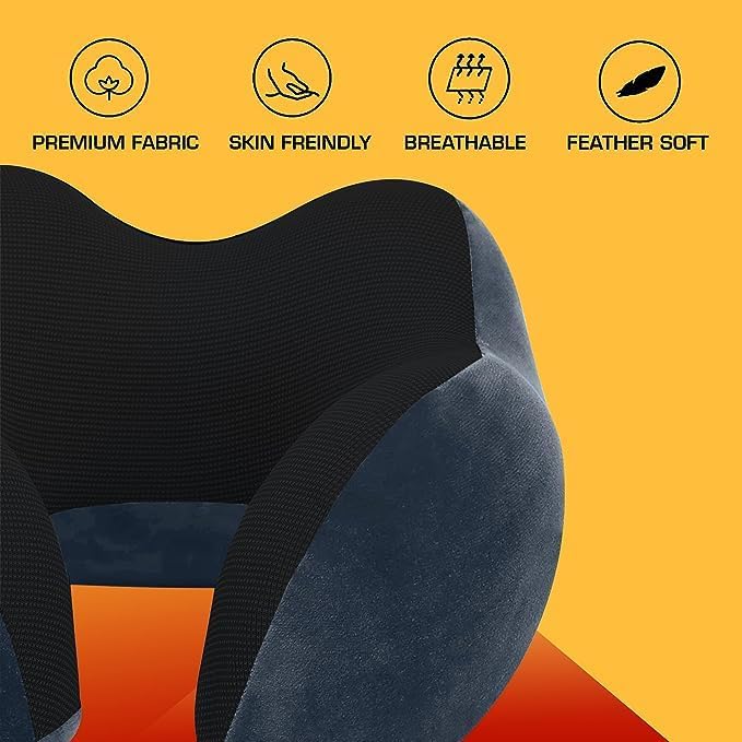 ATEVONMemory Foam Neck Pillow Soft Lightweight Neck Rest for Travel Flight Car Comfort Essential Pillow for Pain Relief and Better Sleep - Image 2