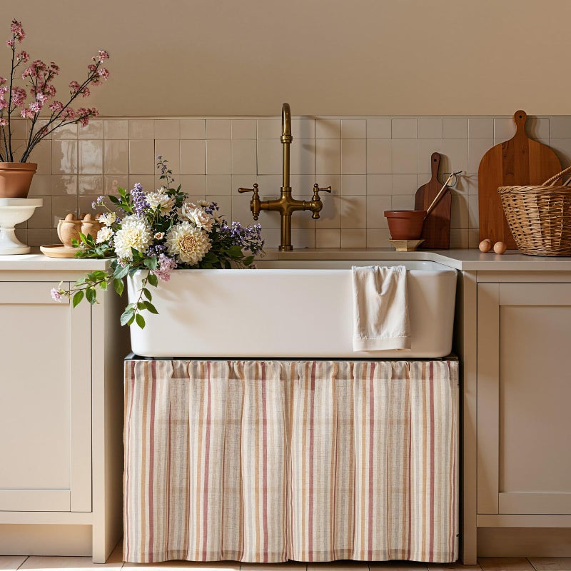 jinchan Colorful Striped Linen Kitchen Curtains 24 Inch Tier Curtains Farmhouse Modern Cafe Small Window Treatments Light Filtering Rod Pocket for Living Room Bathroom 2 Panels Multi Red - Image 4