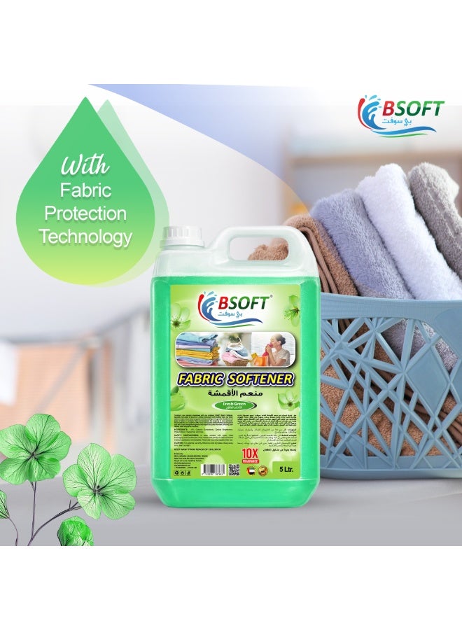 BSOFT Fabric Softener Concentrated Liquid With Fresh Green Fragrance 5L - Image 2