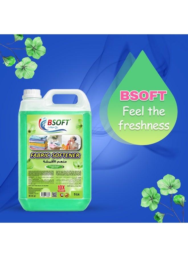 BSOFT Fabric Softener Concentrated Liquid With Fresh Green Fragrance 5L - Image 4