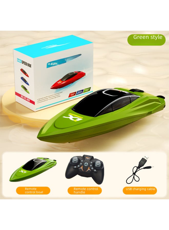 لعبة صغيرة للأطفال قارب تحكم عن بعد لاسلكي كهربائي طويل التحمل عالي السرعة 2.4 جرام قابل لإعادة الشحن، لون مائي: HC-810 تجديف 2 7 بطاريات عادية - Image 1