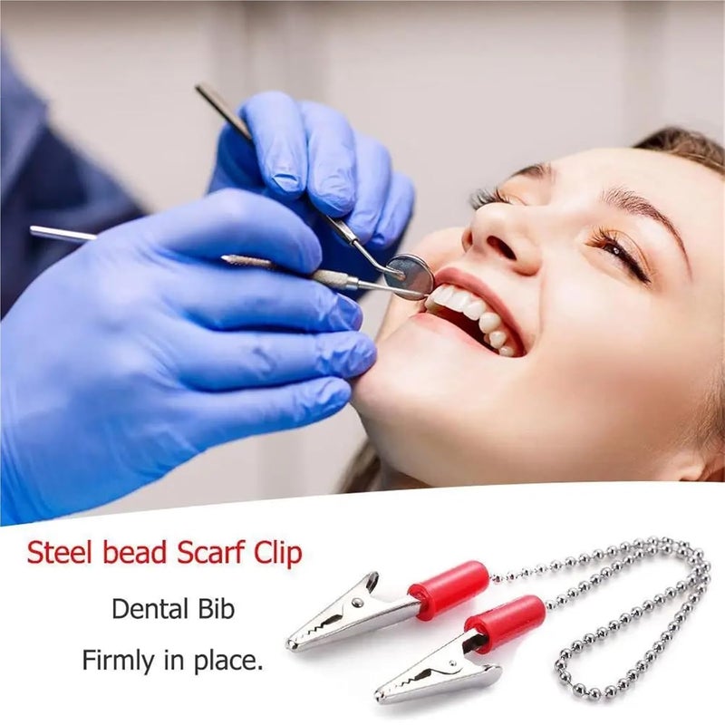 Reusable Race Bib Clips 25pcs Flexible Oral Scarf Clips for Dental Clinic Red - Image 3