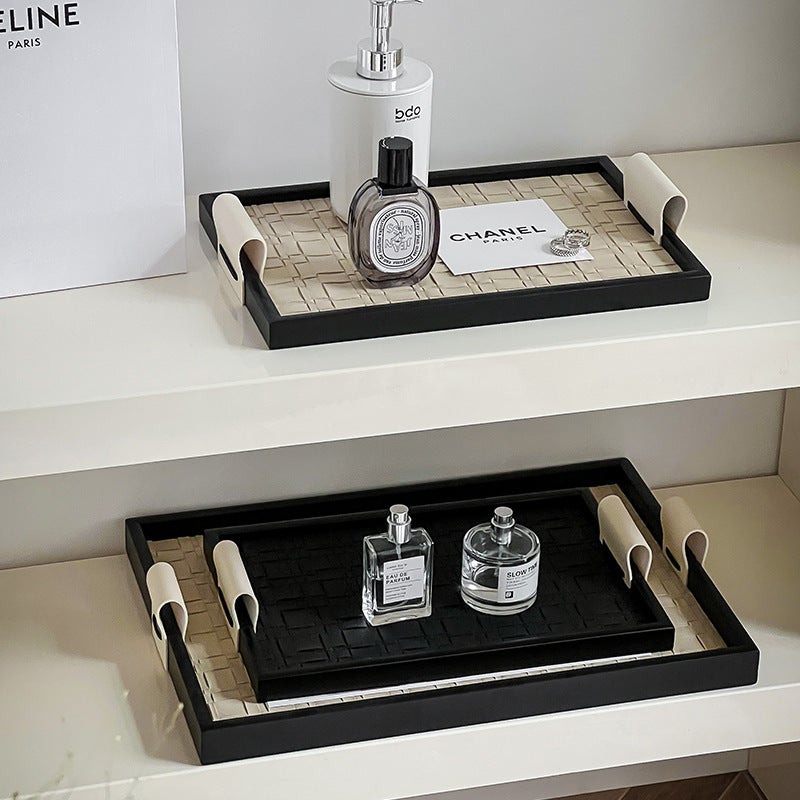 Leather Tray Black Small Square - French Style Design for Entryway Jewelry Storage - Image 3