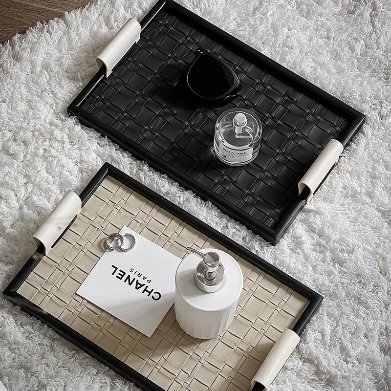 Leather Tray Black Small Square - French Style Design for Entryway Jewelry Storage - Image 2
