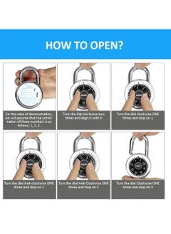 Rubik 3-Dials Combination Padlock, Alloy Steel Security Lock for Door, Cabinets, Toolbox (1 Pack)  - Image 4