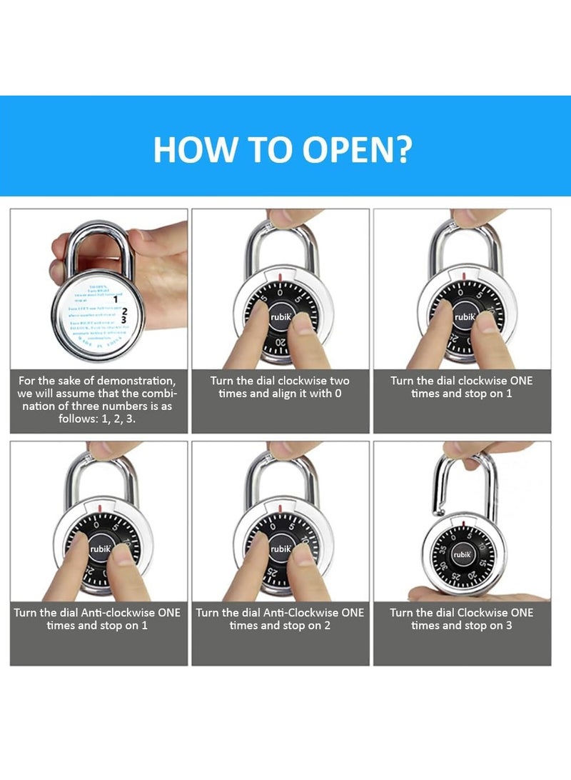 Rubik 3-Dials Combination Padlock, Alloy Steel Security Lock for Door, Cabinets, Toolbox (1 Pack)  - Image 4