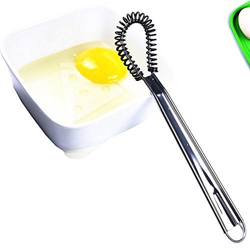 i Kito Stainless Steel Mini Spring Egg Beater Silicone Whisk Magic Hand Held Sauce Stirrer Blender Milk Frother Foamer Coffee Mixer (Silicone Coil) - Image 1