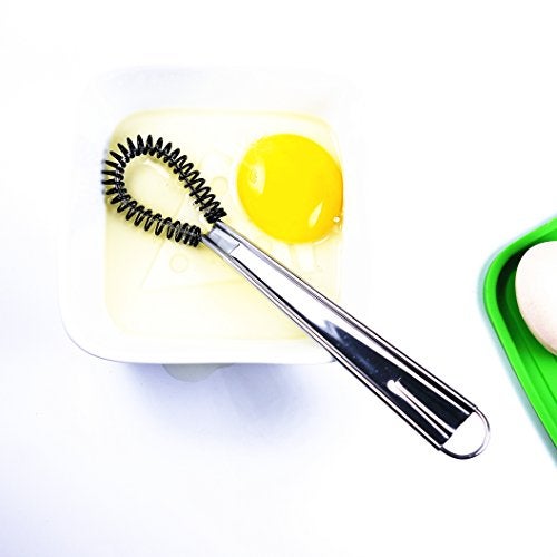 i Kito Stainless Steel Mini Spring Egg Beater Silicone Whisk Magic Hand Held Sauce Stirrer Blender Milk Frother Foamer Coffee Mixer (Silicone Coil) - Image 3