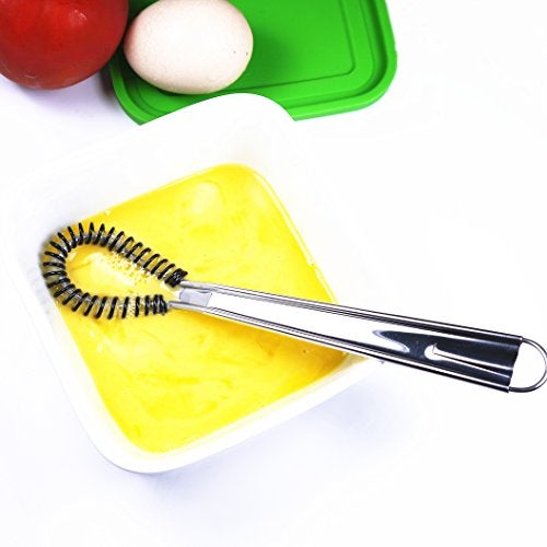 i Kito Stainless Steel Mini Spring Egg Beater Silicone Whisk Magic Hand Held Sauce Stirrer Blender Milk Frother Foamer Coffee Mixer (Silicone Coil) - Image 5