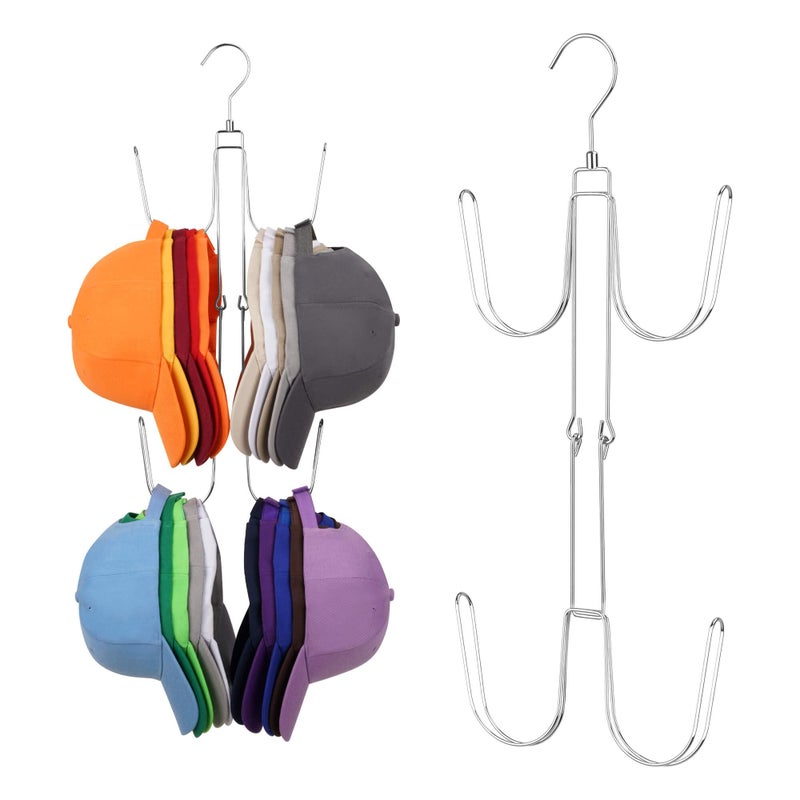 ZEDODIER Hat Hangers for Closet, Rotatable Metal Hat Organizer, Max 40 Storage Capacity, Hat Racks Cap Organizer for Baseball Caps,Spcae Saving Closet Organizers and Storage, Silver - Image 1