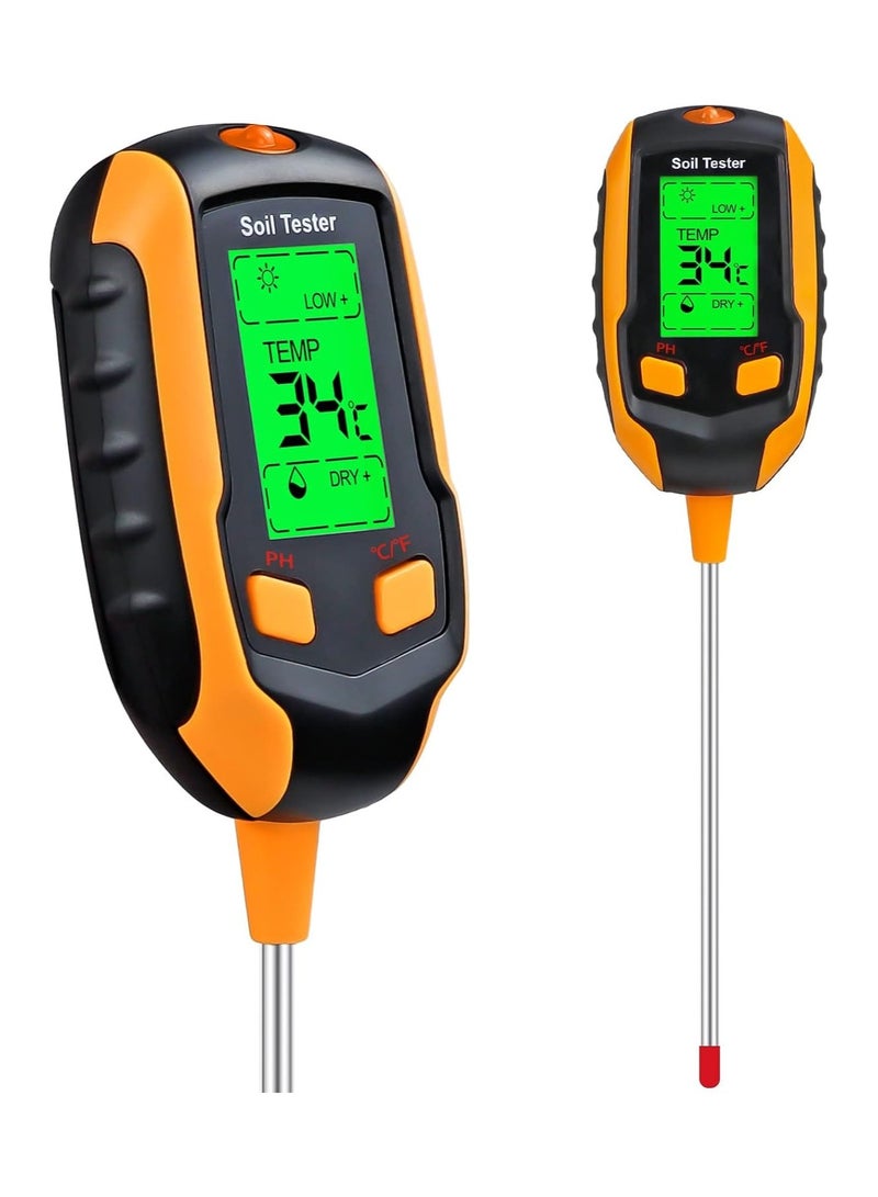 Generic 4-in-1 Soil Moisture Meter,Digital Plant Temperature/Soil Moisture/PH Meter/Sunlight Intensity/Environment Humidity Backlight LCD display Soil Test Meter for Gardening, Farming,and Outdoor Plants  - Image 1