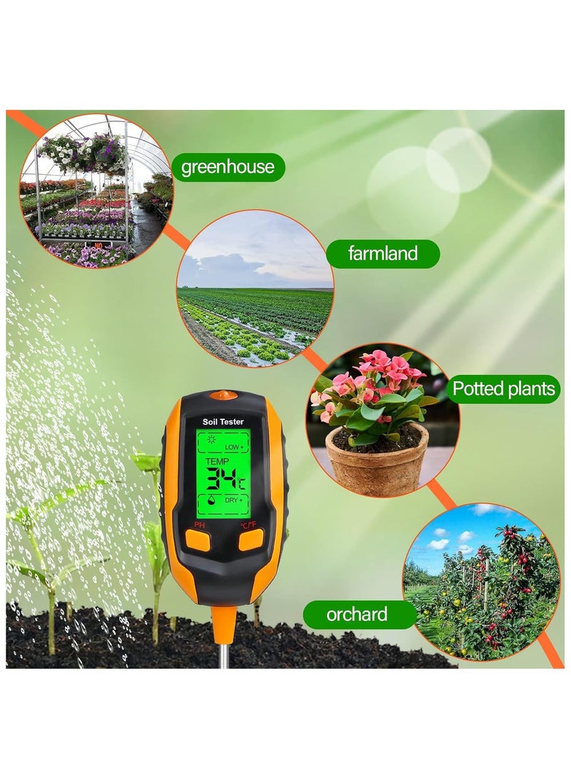 Generic 4-in-1 Soil Moisture Meter,Digital Plant Temperature/Soil Moisture/PH Meter/Sunlight Intensity/Environment Humidity Backlight LCD display Soil Test Meter for Gardening, Farming,and Outdoor Plants  - Image 4