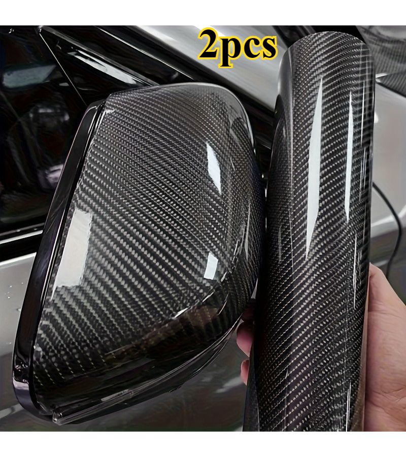 6D High Gloss Black Carbon Fiber PVC Film 7.87 inches 11.81 Inches 2 Rolls - Image 1