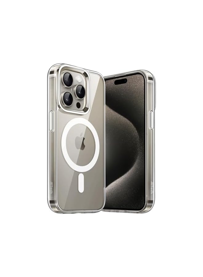 جي تيك حافظة JETech المغناطيسية لهاتف iPhone 15 Pro مقاس 6.1 بوصة متوافقة مع الشحن اللاسلكي MagSafe، وغطاء ممتص للصدمات للهاتف، وظهر شفاف مضاد للخدش (شفاف) - Image 1