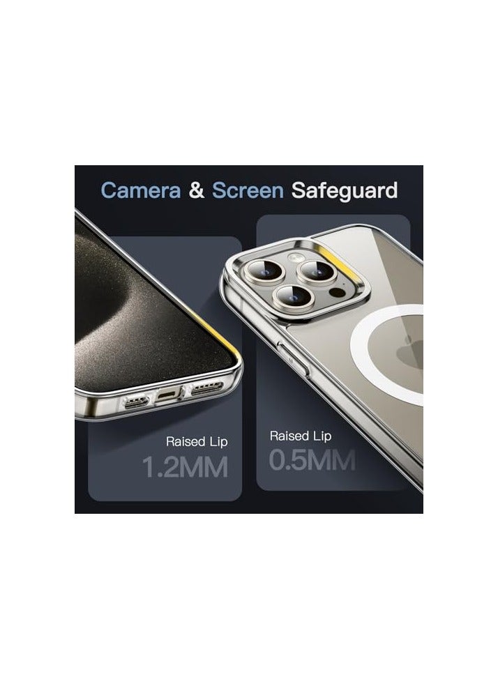 جي تيك حافظة JETech المغناطيسية لهاتف iPhone 15 Pro مقاس 6.1 بوصة متوافقة مع الشحن اللاسلكي MagSafe، وغطاء ممتص للصدمات للهاتف، وظهر شفاف مضاد للخدش (شفاف) - Image 3