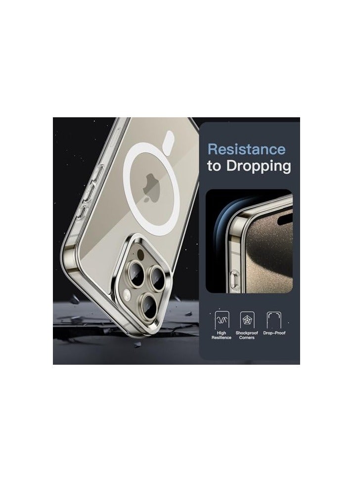 جي تيك حافظة JETech المغناطيسية لهاتف iPhone 15 Pro مقاس 6.1 بوصة متوافقة مع الشحن اللاسلكي MagSafe، وغطاء ممتص للصدمات للهاتف، وظهر شفاف مضاد للخدش (شفاف) - Image 4