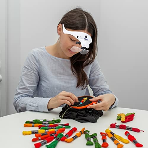 YOCTOSUN Magnifying Glasses with 4 LED Lights, Head Mount Magnifier with Storage Case,5 Lenses, Headband, Hands Free Lighted Head Magnifying Visor for Hobby Crafts & Close Work - Image 2