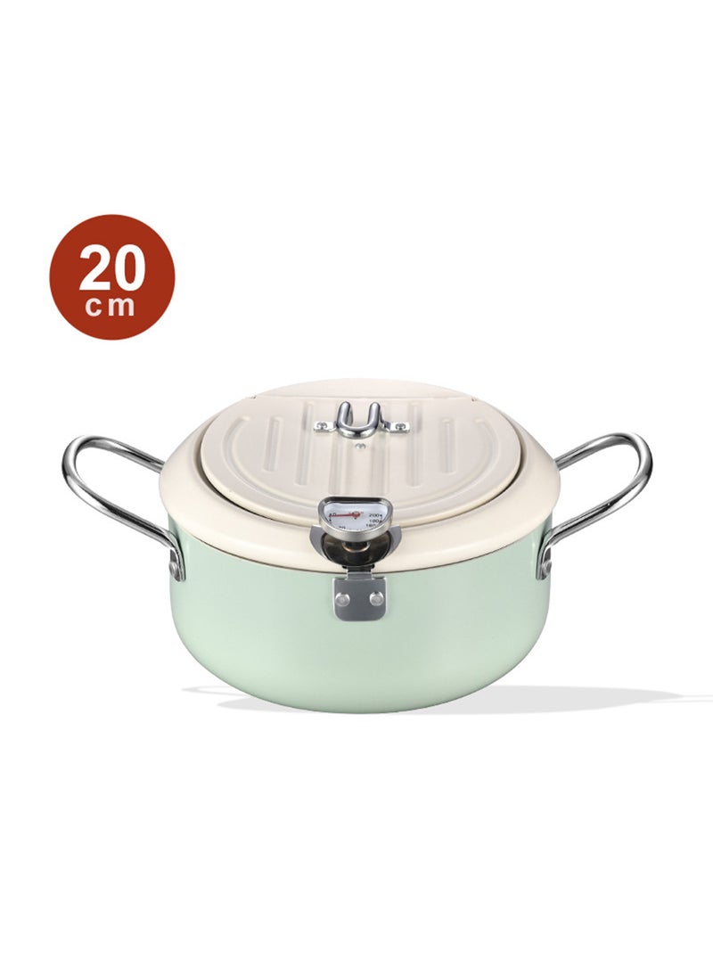 Glanfen Household 304 Stainless Steel Fryer, Temperature-Controlled Fryer with Thermometer 20CM - Image 2