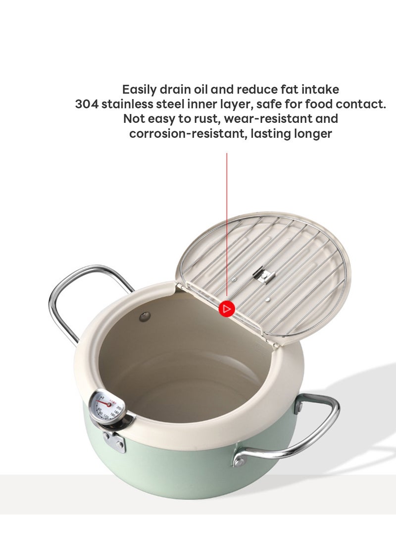 Glanfen Household 304 Stainless Steel Fryer, Temperature-Controlled Fryer with Thermometer 20CM - Image 3
