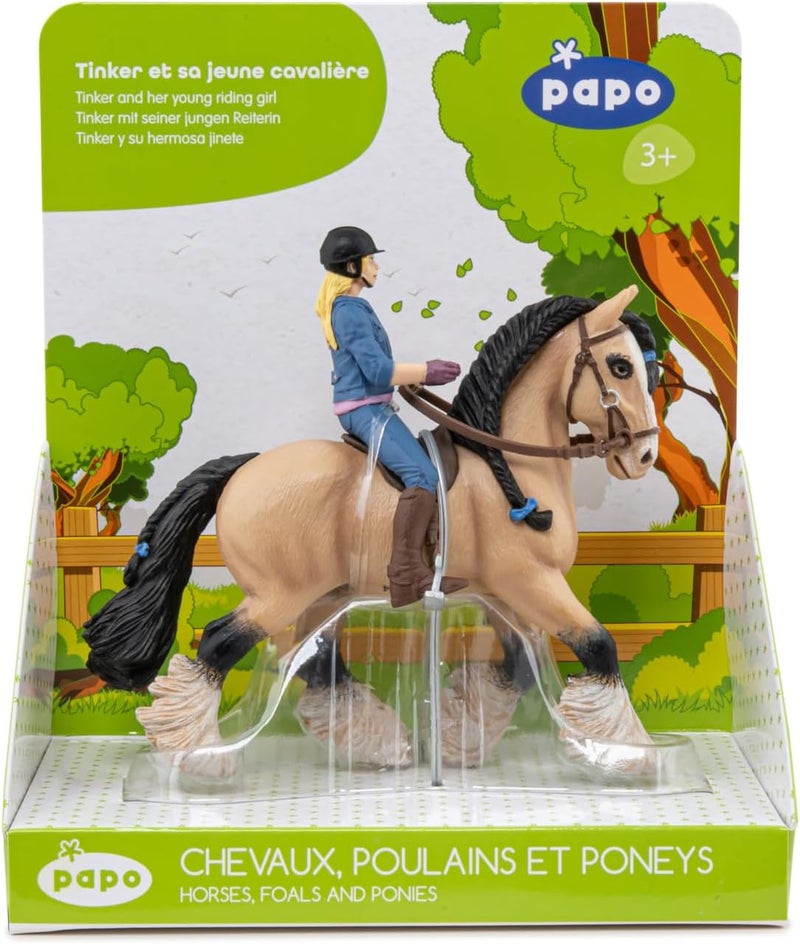 Papo  HandPainted  Tinker and her Young Rider  51572  Horses  Animals  Collectible  for Children  Suitable for Boys and Girls from 3 Years Old - Image 2